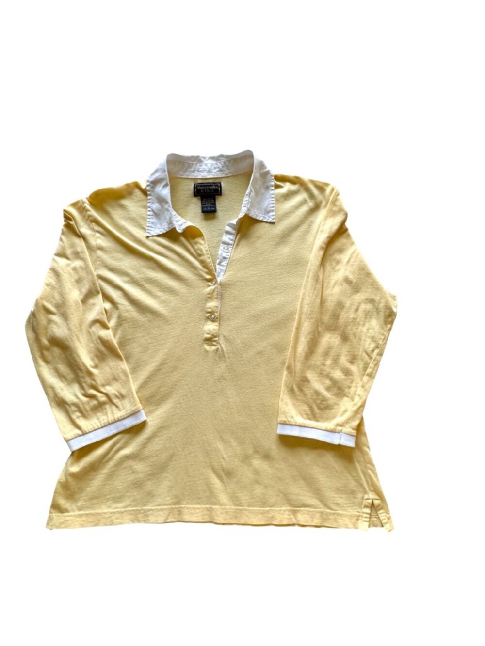 Abercrombie & Fitch Women’s Size L Polo Shirt Yellow Cotton Long Sleeves Y2K - Picture 5 of 11